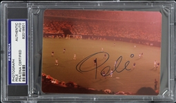 1980s Pele New York Cosmos Signed 3.5" x 4.75" Photo (PSA/DNA Slabbed)