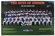 1989 Chicago Cubs Multi Signed 23" x 35" Boys of Zimmer Poster w/ 12 Signatures Including Andre Dawson, Mark Grace, Shawon Dunston & More (JSA)