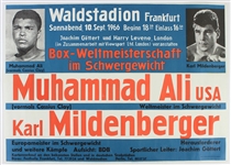 1966 (September 10) Muhammad Ali Karl Mildenberger Heavyweight Title Fight 23" x 33" German Language Onsite Poster 