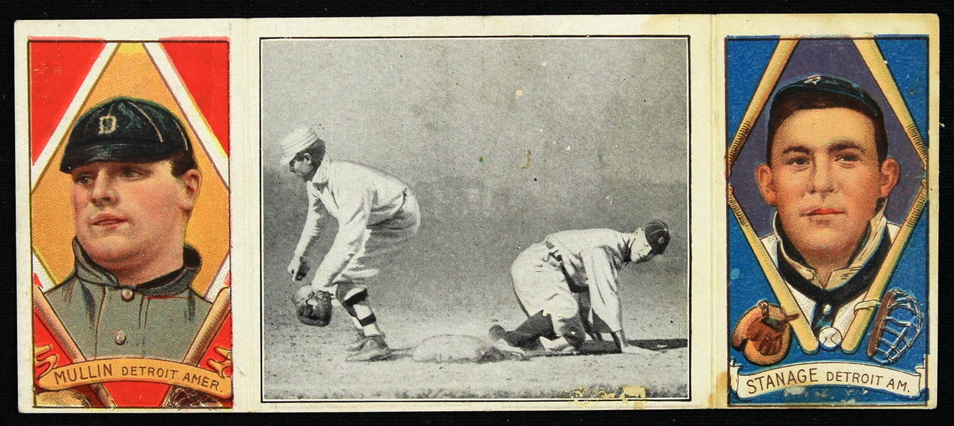 1912 George Mullin Oscar Stange Wide Throw Saves Crawford T202 Hassan Triple Folder