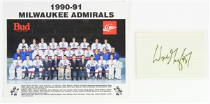 1989 Wayne Gretzky Los Angeles Kings Signed 3x5 Index Card w/ Admirals Photo (JSA)