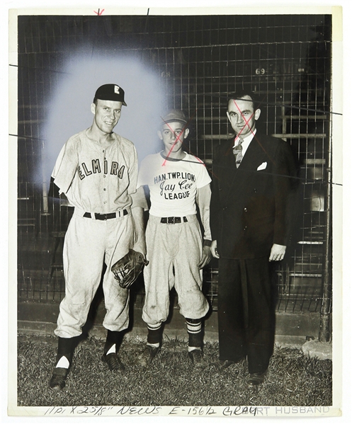 1948 Pete Gray Elmira Pioneers 8x10 B&W Photo 