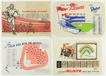 1953-61 Milwaukee Braves Laminated Schedule Placemats & Roster Sheets - Lot of 16 w/ 1 Signed by Joe Adcock (JSA)