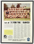 1953 Milwaukee Braves 18" x 24" Pabst Blue Ribbon "Lets All Be For The Braves" Team Photo Poster