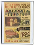 1957 Milwaukee Braves 18" x 24" Framed Rank & Son "Get A Winning Deal On The Car Of Champs" Newspaper Ad