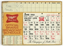 1961 Milwaukee Braves Miller High Life Official Broadcast Schedule