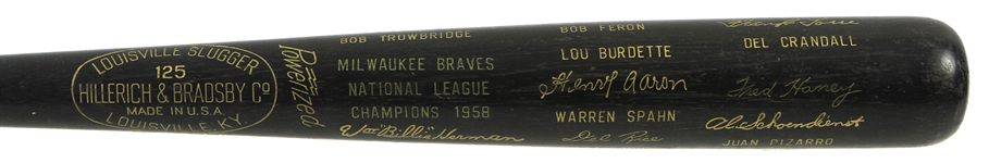 1958 Milwaukee Braves National League Champions H&B Louisville Slugger Commemorative Black Bat