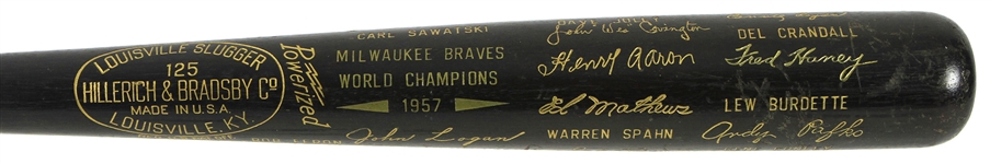  1957 Milwaukee Braves World Series Champions H&B Louisville Slugger Commemorative Black Bat