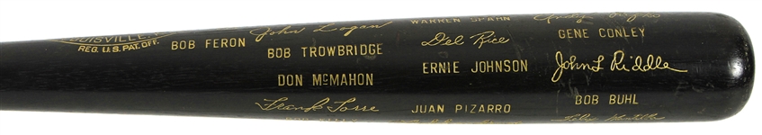  1957 Milwaukee Braves World Series Champions H&B Louisville Slugger Commemorative Black Bat