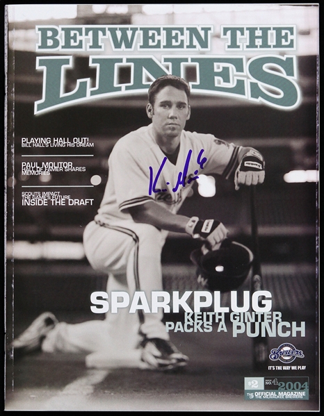 2004 Keith Ginter Milwaukee Brewers Signed Between the Lines Magazine (JSA)