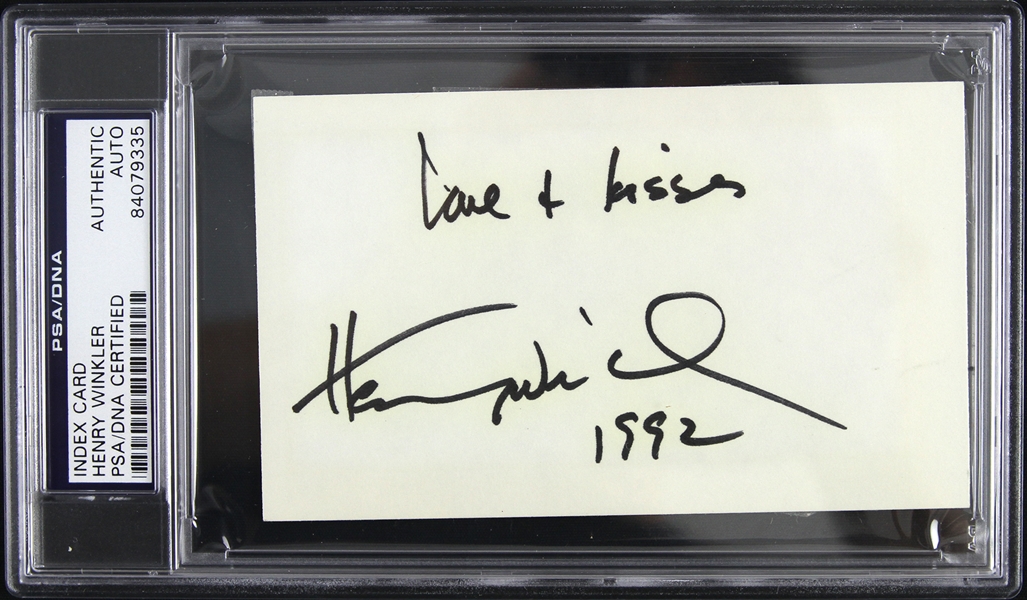 1992 Henry Winkler Happy Days Signed 3"x 5" Index Card (PSA/DNA Slabbed)