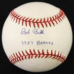 1995-99 Bob Buhl Milwaukee Braves Signed & Inscribed "1957 Braves" ONL Coleman Baseball (*JSA*)