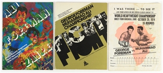 1974 (October 30) Muhammad Ali George Foreman Closed Circuit Heavyweight Title Fight Programs - Lot of 3