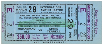 1966 (March 29) Muhammad Ali Ernie Terrell Heavyweight Title Fight Ghost Ticket