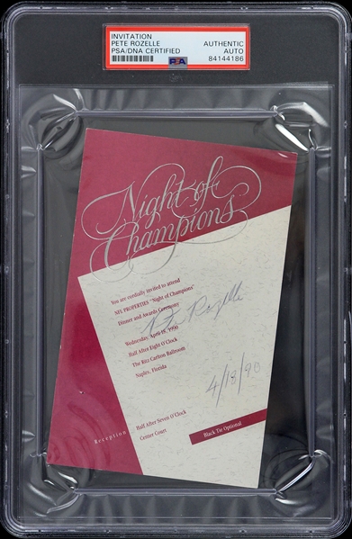 1990 Pete Rozelle NFL Commissioner Signed Night of Champions Invitation (PSA/DNA Slabbed)