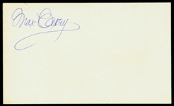 1950s Max Carey Pittsburgh Pirates Signed 3" x 5" Index Card (JSA)