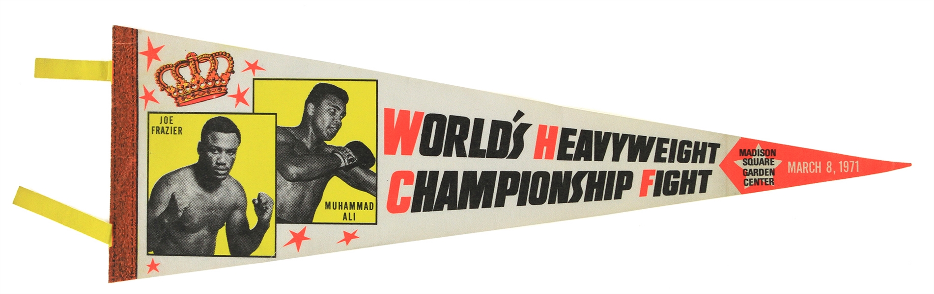 1971 (March 8) Muhammad Ali Joe Frazier Heavyweight Title Fight 25" Pennant