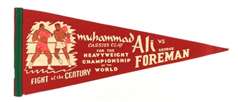 1974 (October 29) Muhammad Ali George Foreman Heavyweight Title Fight 27" x 29" Pennants - Lot of 2 