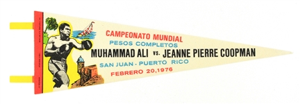 1976 (February 20) Muhammad Ali Jeanne Pierre Coopman Spanish Language 25" Heavyweight Title Fight Pennant