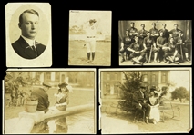 1910s Vintage Baseball 12" x 16" Original Photo Display w/ 5 Photos