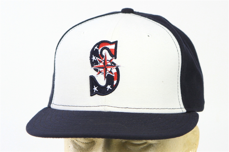 2011 (July 4) Justin Smoak Seattle Mariners Game Worn Stars & Stripes Cap (MEARS LOA/MLB Hologram)