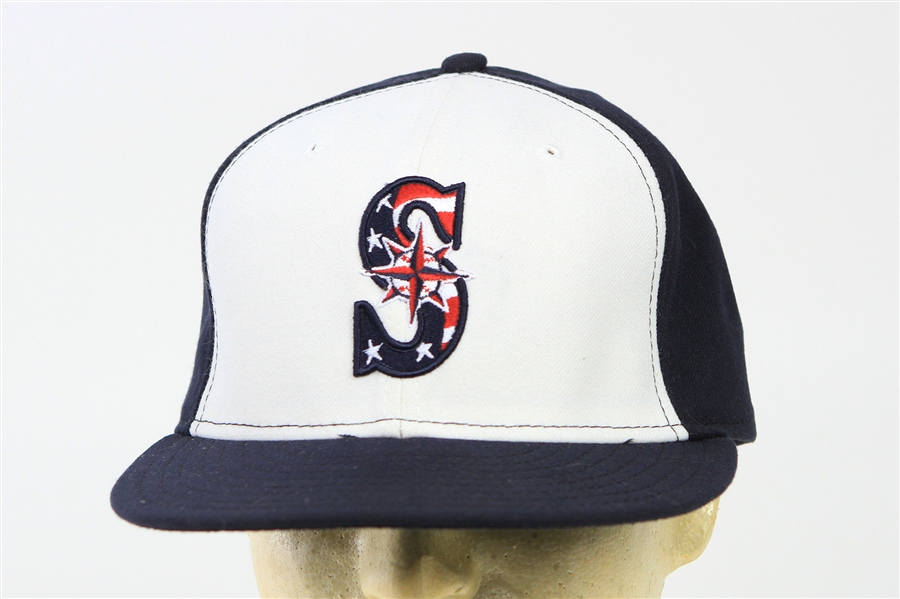 2011 (July 4) Blake Beavan Seattle Mariners Game Worn & Stripes Cap (MEARS LOA/MLB Hologram)