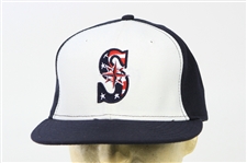 2011 (July 4) Blake Beavan Seattle Mariners Game Worn & Stripes Cap (MEARS LOA/MLB Hologram)