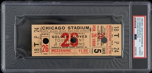 1958 Cassius Clay vs Kent Green 2nd Round KO Golden Gloves Tournament Full Ticket (PSA Authentic Slabbed)