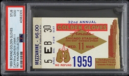1959 Cassius Clay vs Jeff Davis Golden Gloves Finals Ticket Stub (PSA Good 2 Slabbed)