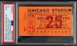 1958 Cassius Clay vs Alex Watts/Francis Turley Golden Gloves Tournament Ticket Stub (PSA VG 3 Slabbed) 