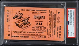 1974 George Foreman vs Muhammad Ali 8th Round KO World Heavyweight Championship Full Ticket (PSA NM-MT 8 Slabbed) 