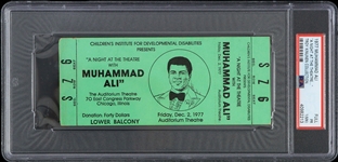 1977 Muhammad Ali "A Night at the Theatre" Full Ticket (PSA PR 1 MK Slabbed)