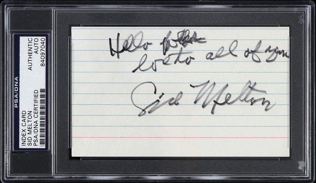 1960s Sid Melton Green Acres Signed 3x5 Index Card (PSA/DNA Slabbed)