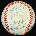1988 Boston Red Sox Team Signed OAL Brown Baseball w/ 20 Signatures Including Roger Clemens, Wade Boggs, Jim Rice, Lee Smith & More (JSA)