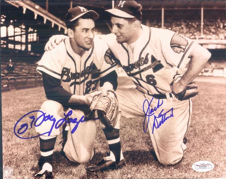 1953-56 Johnny Logan Jack Dittmer Milwaukee Braves Signed 8" x 10" Photo (*JSA*)