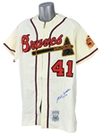 1990s Eddie Mathews Milwaukee Braves Signed Mitchell & Ness 1957 Throwback Jersey (JSA)