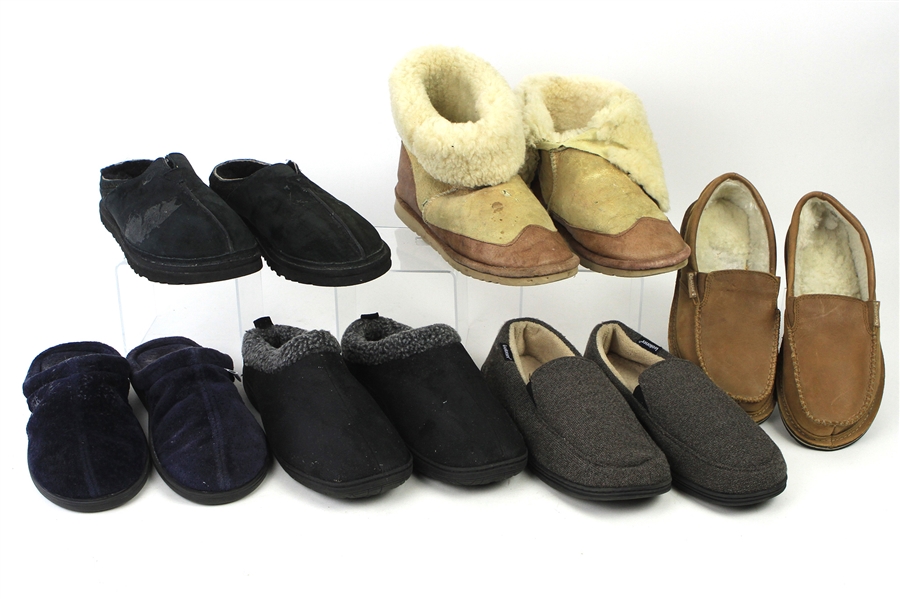 2000s William Shatner Worn Quilted Slippers Collection - Lot of 6 Pairs w/ Ugg, Ughs, Bearpaw, Isotoner, Tempur Pedic & 32 Degrees (Shatner LOA/MEARS LOA)