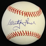1991 Whitey Ford New York Yankees Signed OAL Brown Comiskey Park Inaugural Year Baseball (JSA)