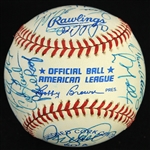 1991 Chicago Cubs Team Signed OAL Brown Baseball w/ 24 Signatures Including Greg Maddux, Ryne Sandberg, Andre Dawson & More (JSA)