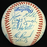 1991 Chicago Cubs Team Signed OAL Brown Baseball w/ 24 Signatures Including Greg Maddux, Ryne Sandberg, Andre Dawson & More (JSA)