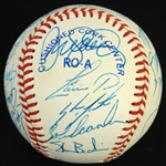 1991 Chicago Cubs Team Signed OAL Brown Baseball w/ 24 Signatures Including Greg Maddux, Ryne Sandberg, Andre Dawson & More (JSA)