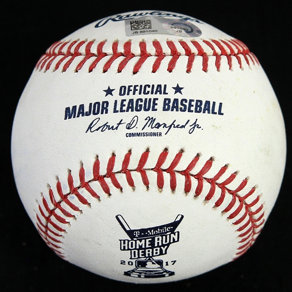 2017 (July 10) Miguel Sano Minnesota Twins OML Manfred Home Run Derby Used Baseball (MEARS LOA/MLB Hologram)
