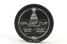 2008 Chicago Wolves Wilkes-Barre/Scranton Penguins Calder Cup Game Used Hockey Puck (MEARS LOA)