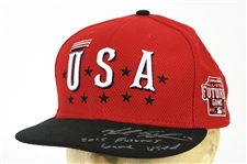 2015 Kyle Schwarber Chicago Cubs Signed & Inscribed Team USA Futures Game Cap (MEARS LOA/JSA)