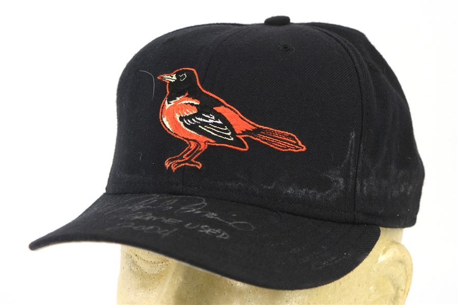 2004 Rafael Palmeiro Baltimore Orioles Signed & Inscribed Game Worn Cap (MEARS LOA/JSA)