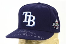 2009 Jason Bartlett Tampa Bay Rays Signed & Inscribed All Star Game Cap (MEARS LOA/JSA)