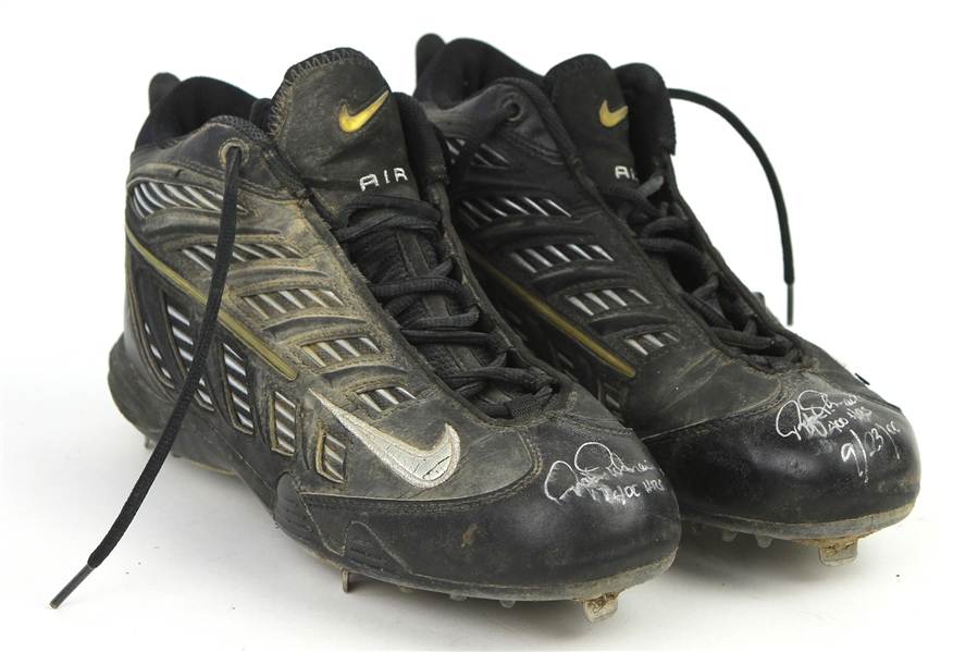 2000 Rafael Palmeiro Texas Rangers Signed & Inscribed Nike Game Worn Cleats (MEARS LOA/JSA)