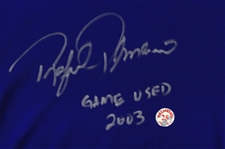 2003 Rafael Palmeiro Texas Rangers Signed & Inscribed Game Worn Undershirt (MEARS LOA/JSA)