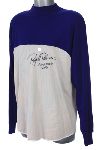 2003 Rafael Palmeiro Texas Rangers Signed & Inscribed Game Worn Undershirt (MEARS LOA/JSA)