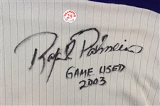 2003 Rafael Palmeiro Texas Rangers Signed & Inscribed Game Worn Undershirt (MEARS LOA/JSA)